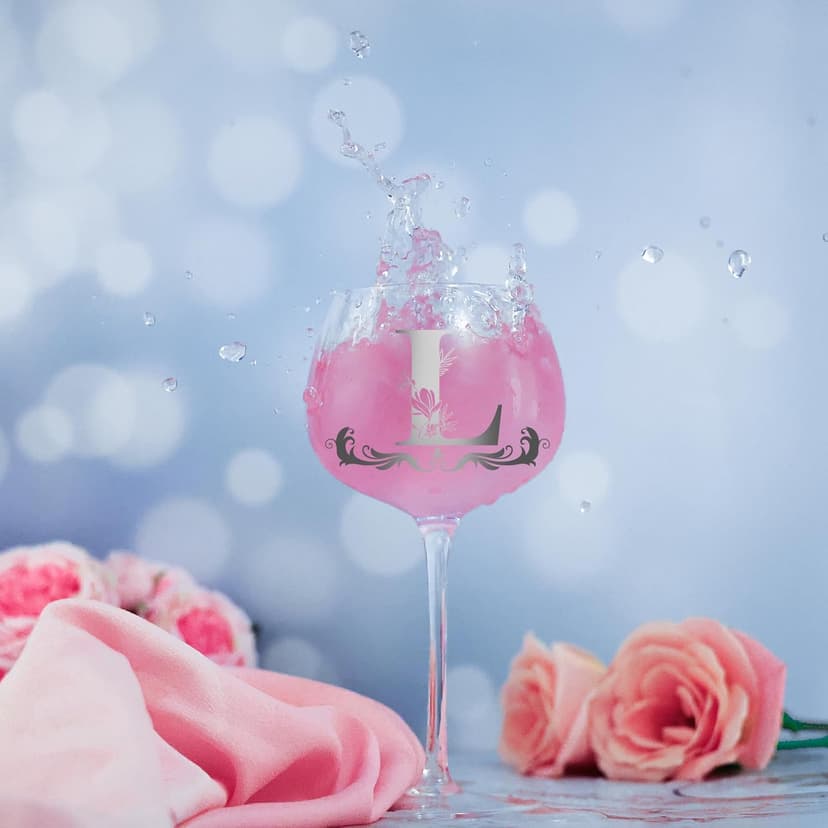 Personalized Monogram Gifts for Women - Customized Initial A-Z Wine Glass, Unique Christmas Birthday Gifts for Her, Mom, Wife, Sister, Daughter, Friend (Letter L)