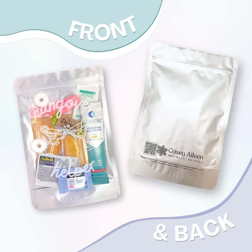 Hangover Kit (1 Pack) Pre Filled Party Favors, Goodie Bags, Gift for Bachelorette, Wedding, 21st Birthday, Girls Trip and All Celebrations