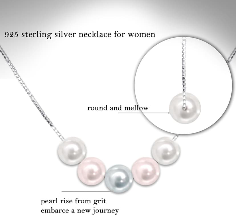 Sereney Birthday Gifts for Girls Women, Sterling Silver Pearl Necklace as 7 9 10 11 13 15 16 18 21 30 40 50 60 Year Old Birthday Gifts, Single Pearl Necklace as Bday Gifts for Friends