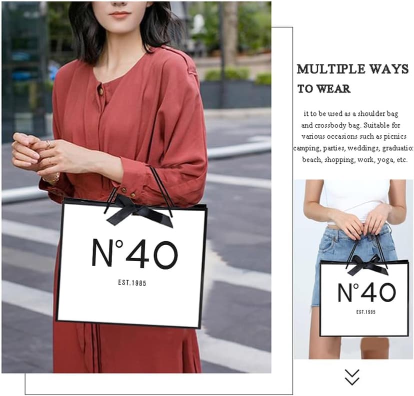 QLSKO 40th Birthday Keepsake Gift Paper Bag for Her Anniversary Party Present Shopping Tote Bags Women 40 Year Old Decorations Idea (1985 40th, Medium (Pack of 1))