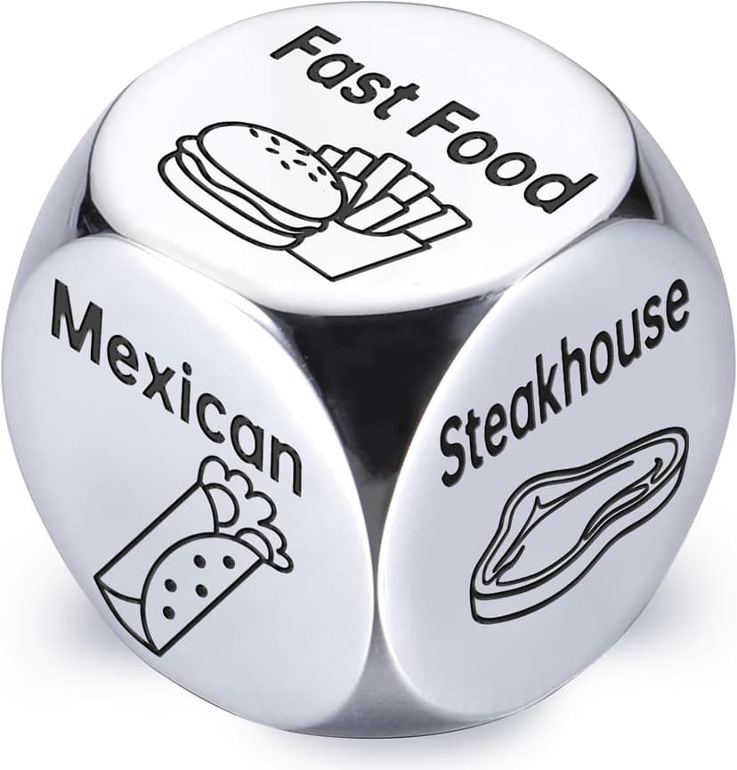 Stocking Stuffers for Men Women Adults: Steel Food Decision Dice Funny Gifts for Him Her Couple Girlfriend Boyfriend Husband Wife Christmas Anniversary Valentines Birthday Wedding Fathers Day