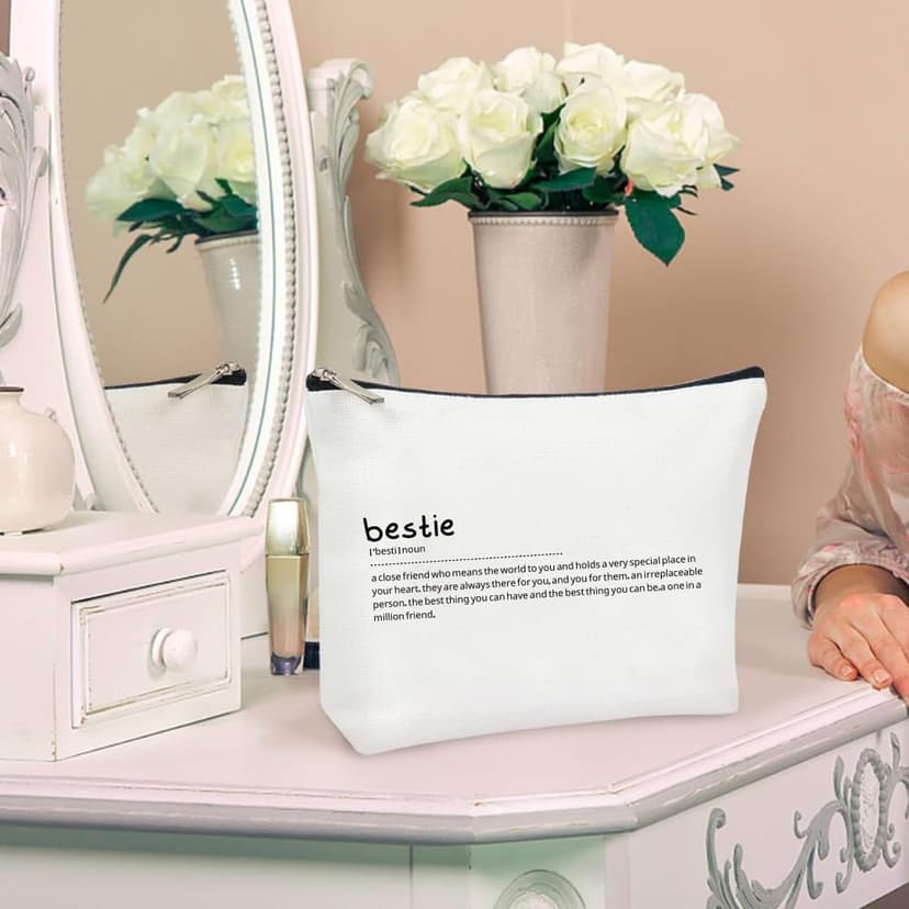 Bestie Friend Gifts for Women, Makeup Cosmetic Bag, Unique Christmas Birthday Graduation Xmas Gifts for Teens Sister, Adult Women Bridal Shower Party Travel Essentials Toiletry Case, Girls Presents