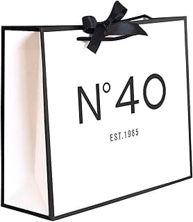 QLSKO 40th Birthday Keepsake Gift Paper Bag for Her Anniversary Party Present Shopping Tote Bags Women 40 Year Old Decorations Idea (1985 40th, Medium (Pack of 1))