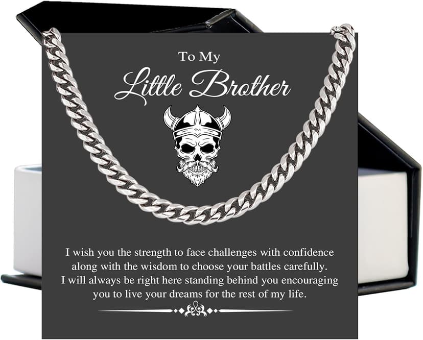 Stainless Steel Cuban Chain Necklace for Brother - Sentimental Birthday Gift from Sister - Men's Gold Silver Necklace for Christmas