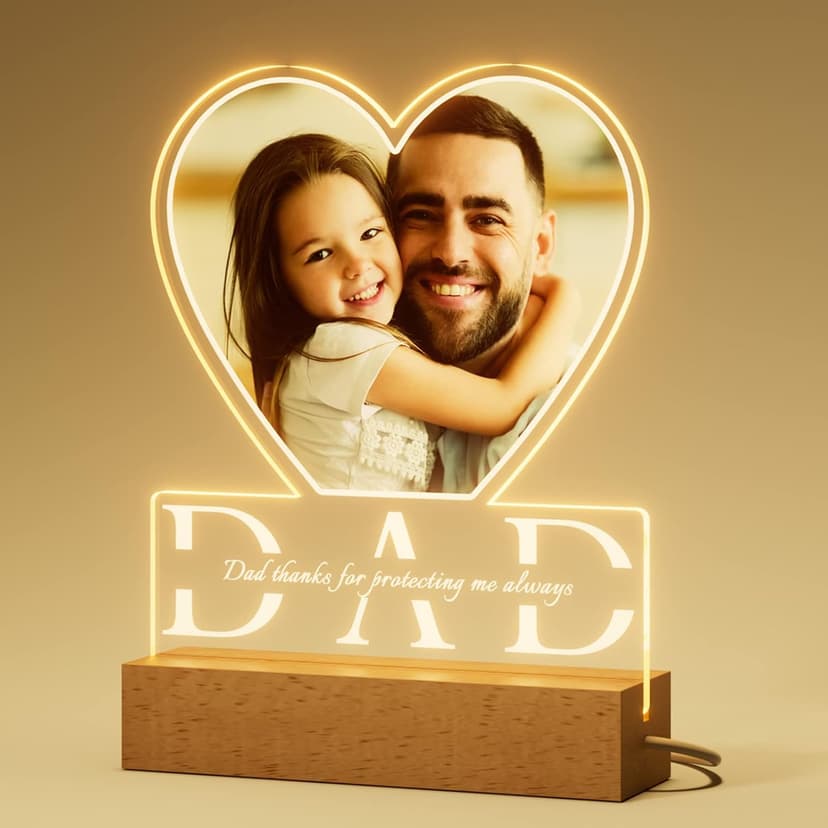 Bemaystar Dad Gifts with Picture- Custom Night Light with Photo Text, Father's Day Gifts from Daughter Son Wife, Gifts for Dad, Dad Gifts for Father Grandpa Papa for Fathers Day Birthday Christmas