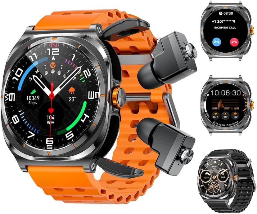 Smartwatch with Earbuds(Answer&Make Calls) IP67 Water Resistant Watch(2 Straps), Sports Watches 100+ Sports Modes (Cycling/Fitness/Hiking), DIY Watch Faces for Men Dad Husband