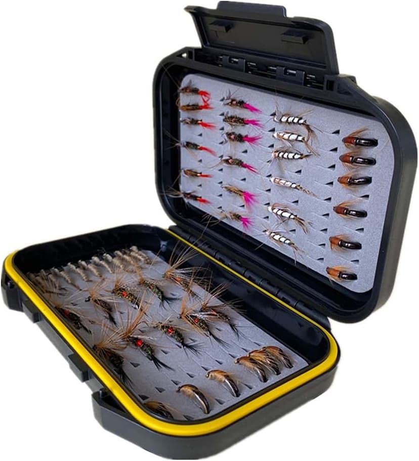 Handmade Fly Fishing Kit, 50/114 Pcs with Dry/Wet Flies, Streamers, Fly Assortment for Trout & Bass Fishing - 50 Pcs/Set, 6 Mixed Styles