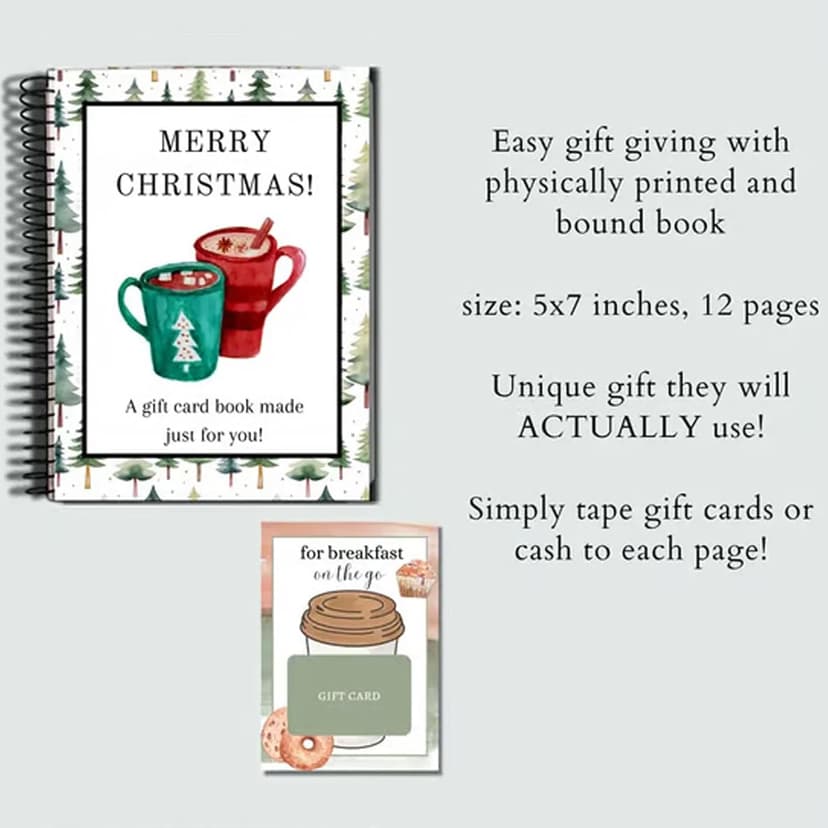 Christmas Gift Card Book - Surprises On Every Page, DIY Spiral-Bound Merry Christmas College Survival Gift Card Book Holder, Greeting Cards Holder for College Student Graduation Gifts (# A)