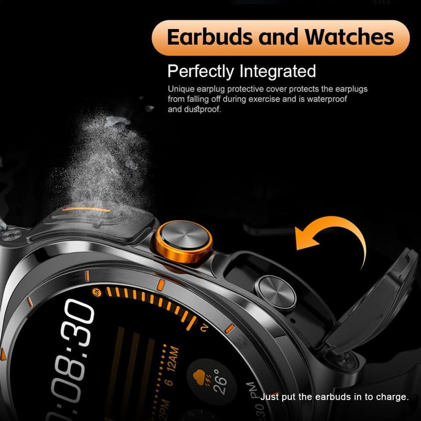 Smartwatch with Earbuds(Answer&Make Calls) IP67 Water Resistant Watch(2 Straps), Sports Watches 100+ Sports Modes (Cycling/Fitness/Hiking), DIY Watch Faces for Men Dad Husband