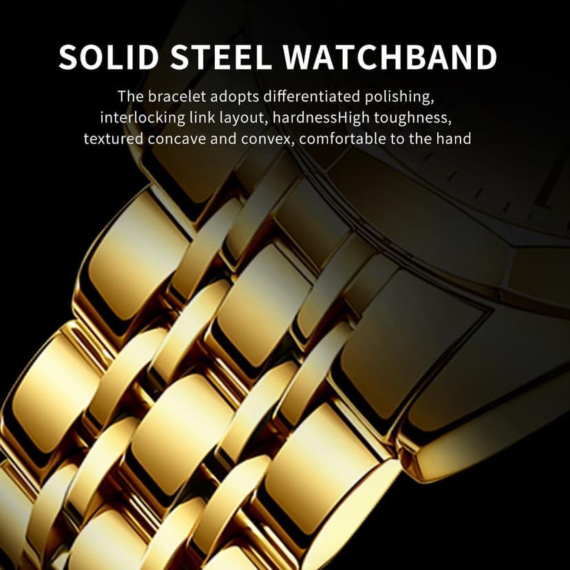 OLEVS Watch for Men Diamond Business Dress Analog Quartz Stainless Steel Waterproof Luminous Date Two Tone Luxury Casual Wrist Watch