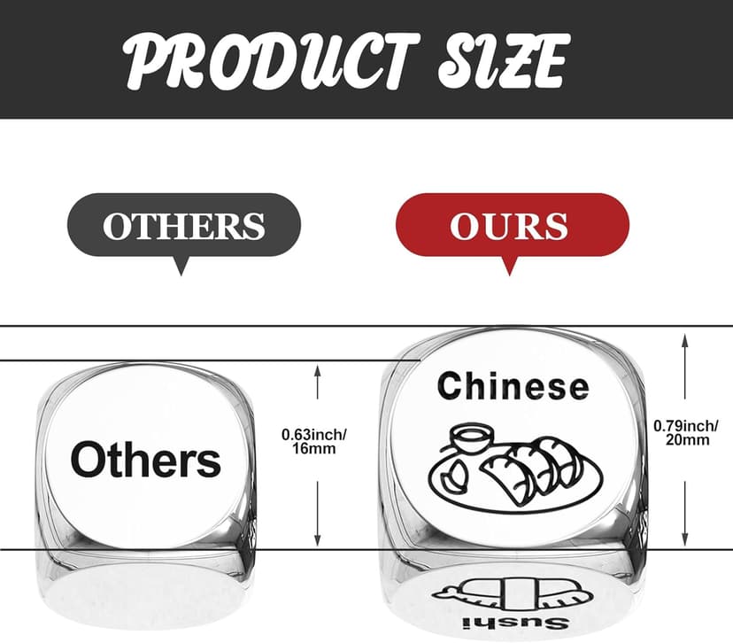 Stocking Stuffers for Men Women Adults: Steel Food Decision Dice Funny Gifts for Him Her Couple Girlfriend Boyfriend Husband Wife Christmas Anniversary Valentines Birthday Wedding Fathers Day