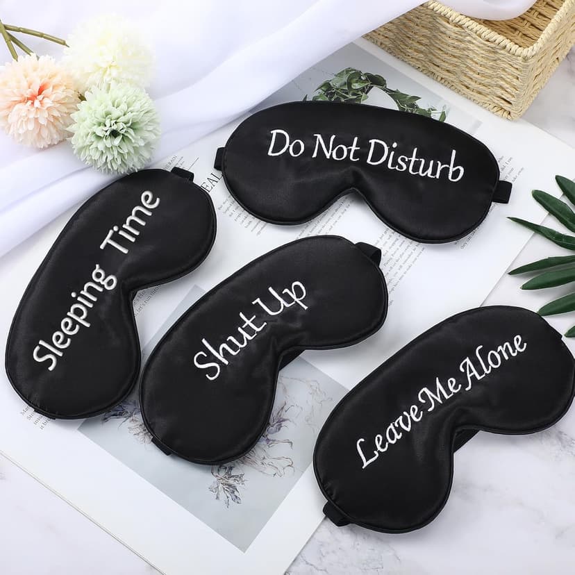 8 Pieces Sleep Mask Silk Eye Mask with Adjustable Strap Soft Blackout Blindfold Eye Cover for Women Men Full Night's Sleep, Travel, Nap, Meditation(Dark Colors)