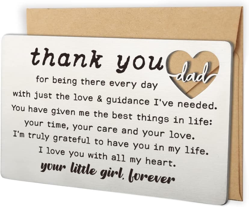YODOCAMP Thank You Dad Engraved Wallet Card Inserts, Dad Gifts from Daughter, Birthday Father's Day Thanksgiving Christmas Valentines Gifts Card for Dad Father Papa