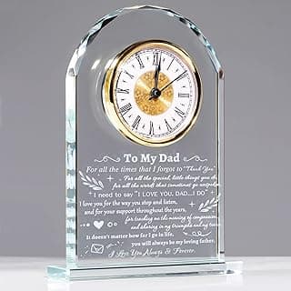 YWHL To My Dad Clock Gifts from Daughter Son, Laser Engraving Glass Clock Gift for Father‘s Day, Birthday Gifts for Dad Who Wants Nothing, Meaningful Keepsake Present for Father (Battery not Included)