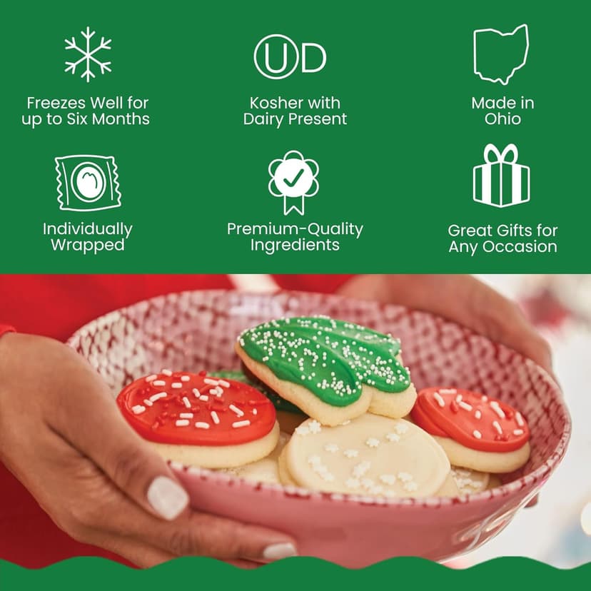 Cheryl's Cookies® Bow Gift Box with 24 Buttercream-Frosted Holiday Sugar Cookies, Individually Wrapped, Gourmet, & Fresh Delivery – Christmas Cookies, Holiday Dessert, Cookie Gift for Friends, Family, & Loved Ones