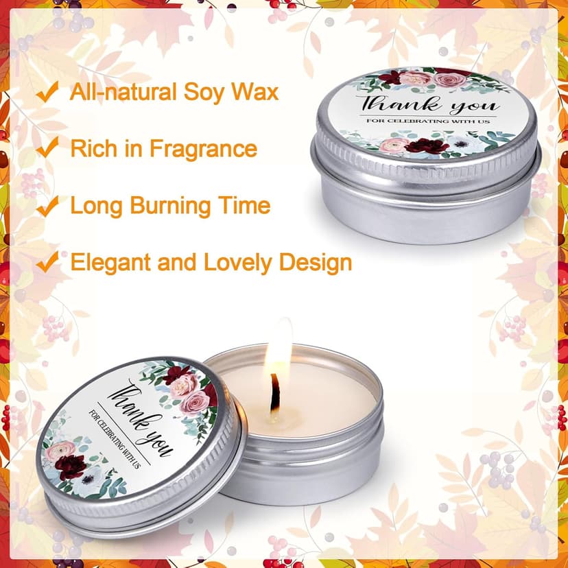 MTLEE 50 Pcs Wedding Candles Gift Favors for Guests 1 Oz Lavender Scented Soy Wax Aromatherapy Candle Favors for Bridal Shower Rustic Wedding Party Guests(Thank You)