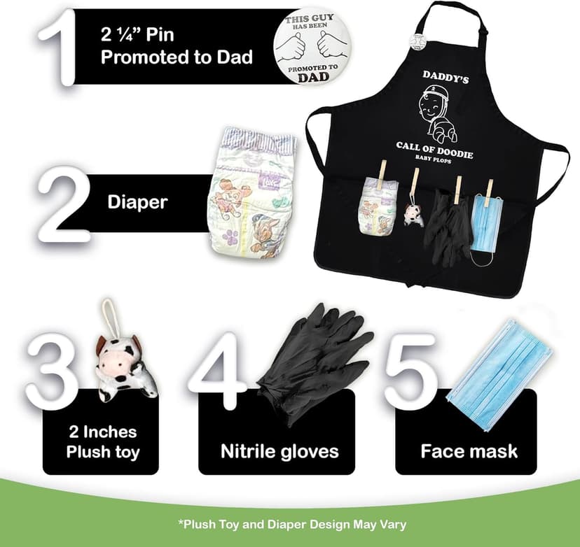 MUNIFICENCE APRON DADDY TO BE GAG GIFT, BABY SHOWER FUNNY ACTIVITY, GENDER REVEAL, NEW DADDY