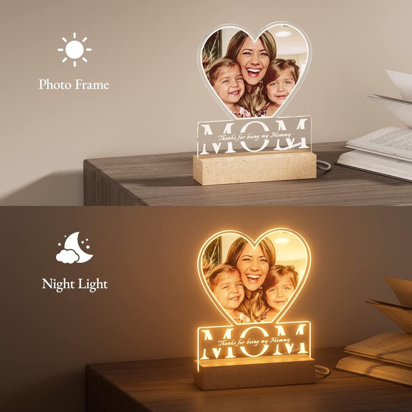 Bemaystar Dad Gifts with Picture- Custom Night Light with Photo Text, Father's Day Gifts from Daughter Son Wife, Gifts for Dad, Dad Gifts for Father Grandpa Papa for Fathers Day Birthday Christmas