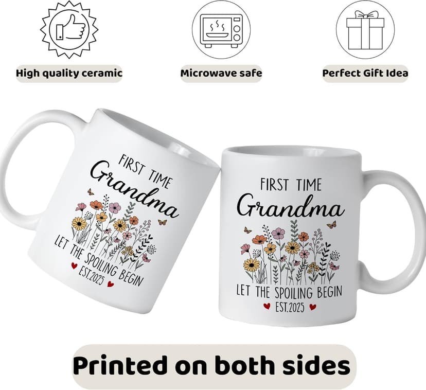 First Time Grandma Gifts, Promoted to Grandma Est 2025 Mug, Let the Spoiling Begin Cup, Soon To Be Grandmas Gift from Daughter, Pregnancy Announcement, Christmas or Grandmas To Be Mothers Day Gift