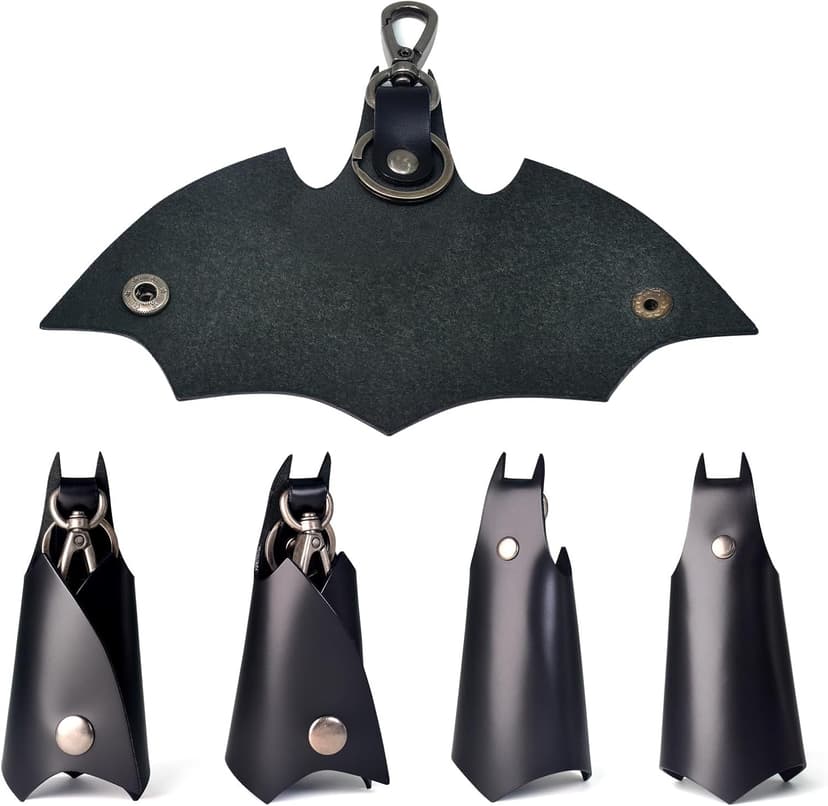 CAILLU KeyChain Leather Bat Shape for men gifts and women Car key fob case,Leather fashion pop keys ring cover holder