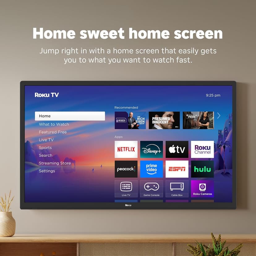 Roku Smart TV 2025 – 32-Inch Select Series, 720p HD TV – RokuTV with Voice Remote – Flat Screen LED Television with Wi-Fi for Streaming Live Local News, Sports, Family Entertainment - Amazon Exclusive