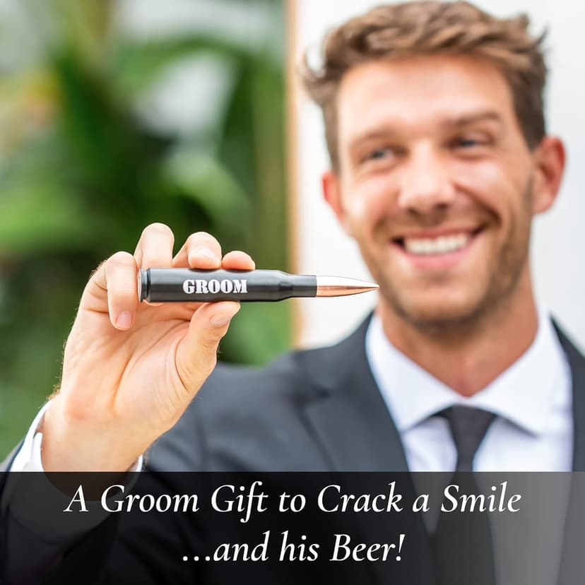 Engraved 'GROOM' 50 Cal Bottle Opener - Wedding Gift for Groom