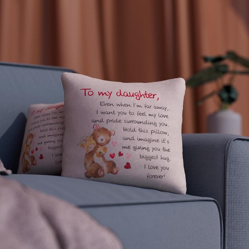 Daughter Gifts from Mom18x18 Throw Pillow Cover - Best Daughter Ever from Mom & Dad, Birthday Gifts for Daughters, to My Beloved, Decorative Pillow Case for Her, Special Occasion Keepsake