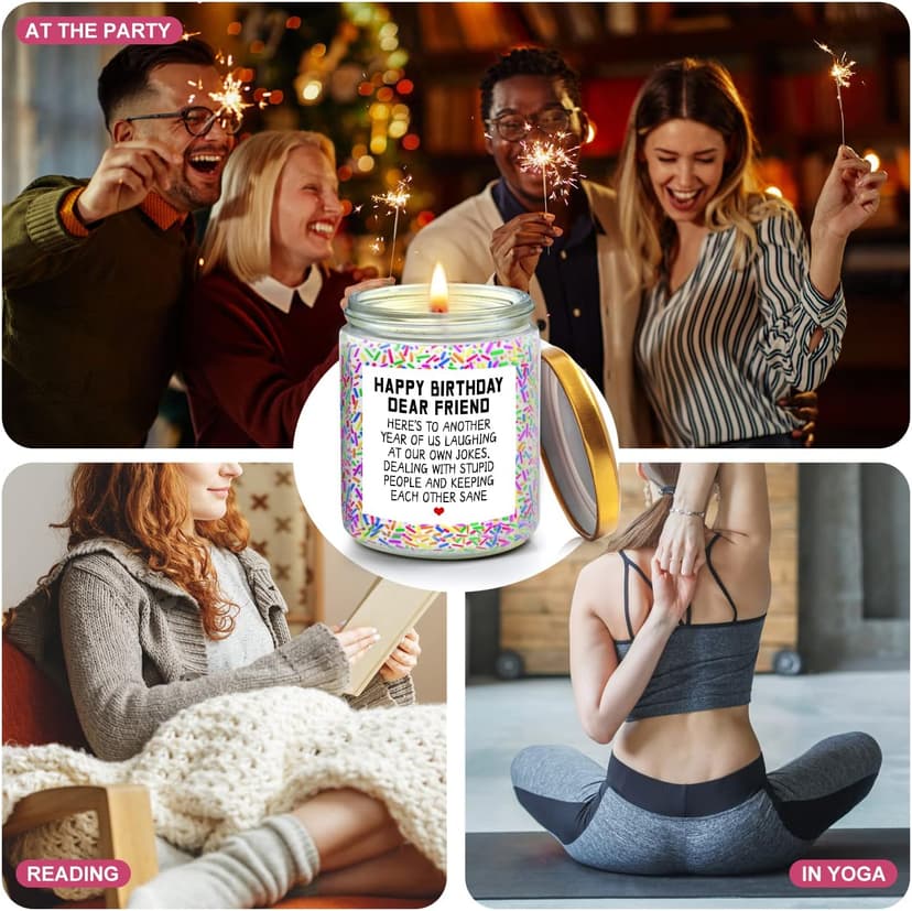 Happy Birthday Gifts for Women, Best Friends, BFF Friendship Gift for Women Funny Gifts for Woman, Best Friends, Her, Sister, Female, Coworker, Girlfriend, Bestie Christmas Candles Gift
