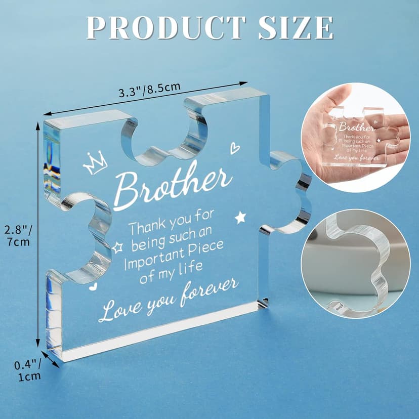 Funnli Gifts for Men Boys Acrylic Plaque - Fathers Day Christmas Birthday Gifts for Brother 3.35 x 2.76 Inch Desk Decorations - Brother Son Nephew Grandson Graduation Gifts from Sister