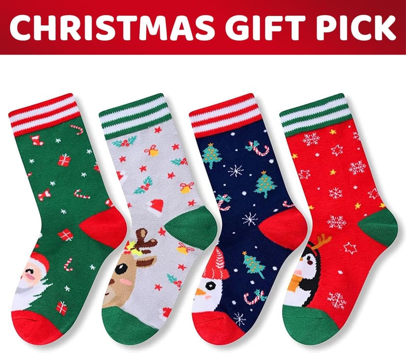 HAPPYPOP Christmas Socks for Kids Adult - Xmas Socks Stocking Stuffers for Boys Girls
