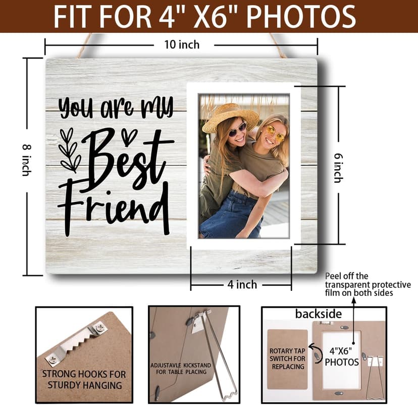 You're My Best Friends Gift Picture Frame, Friend Birthday Gifts for Women, BFF, Best friend, Besties, Long Distance Friendship Gifts for Soul Sisters, Big Sis - 4x6 Inches Wood Photo Frame