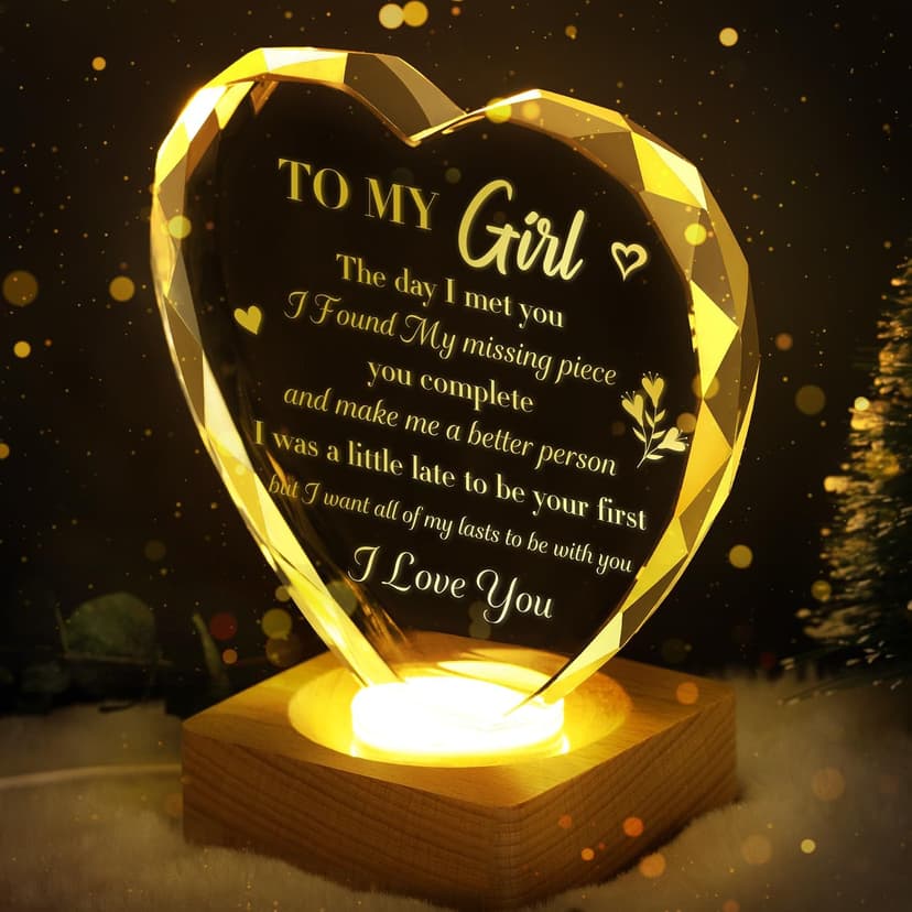 to My Girl Gifts 3D Illusion Lamp for Girlfriend, Engraved Crystal Night Light Presents, Birthday Anniversary Christmas Valentines Day Gifts for Girlfriend Wife from Husband Boyfriend