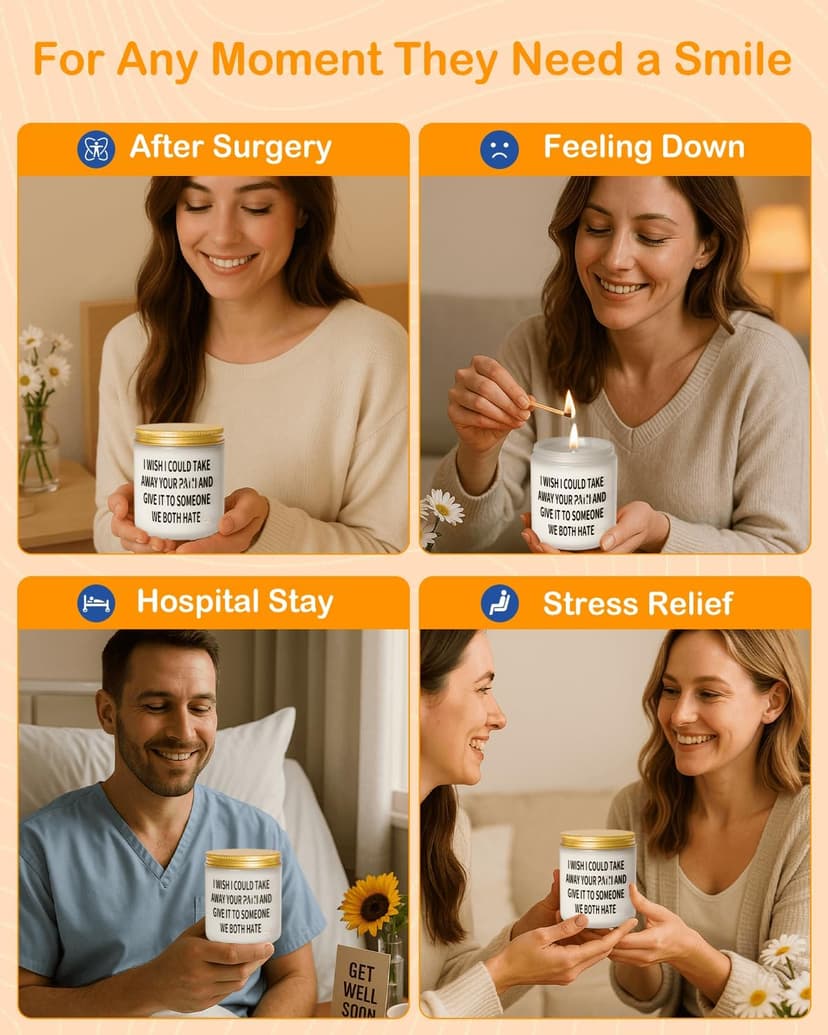 Get Well Soon Gifts for Women Men, Funny Present for Her Him After Surgery, Feel Better Candle Gift for Mom Sick Friends, Recovery, Sympathy, Cancer Comfort, Grieving, Divorce, Thinking of You Gift