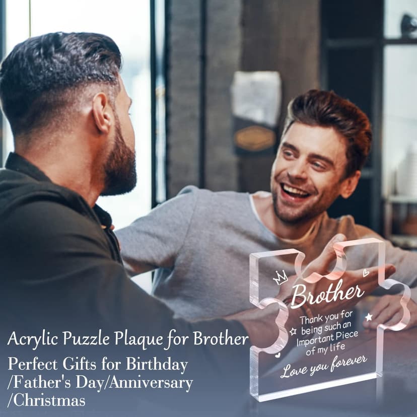 Funnli Gifts for Men Boys Acrylic Plaque - Fathers Day Christmas Birthday Gifts for Brother 3.35 x 2.76 Inch Desk Decorations - Brother Son Nephew Grandson Graduation Gifts from Sister