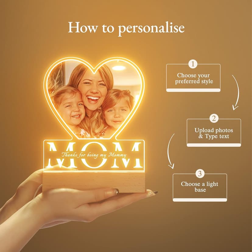 Bemaystar Dad Gifts with Picture- Custom Night Light with Photo Text, Father's Day Gifts from Daughter Son Wife, Gifts for Dad, Dad Gifts for Father Grandpa Papa for Fathers Day Birthday Christmas