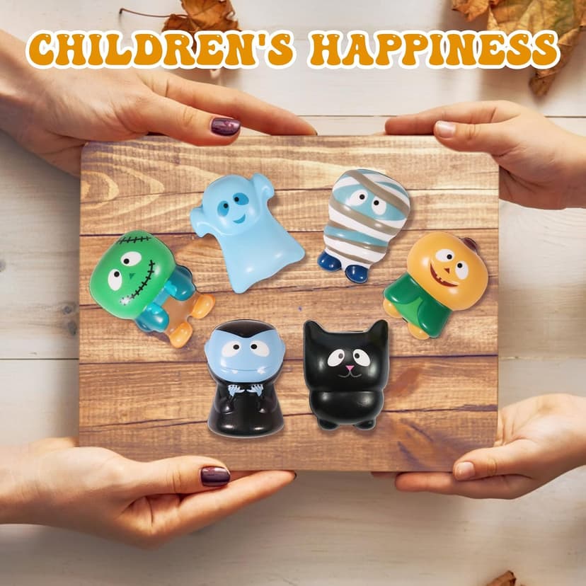 New 6 Packs-Halloween Squishies Toys Slow Rising Party Favors:Pumpkin,Zombie,Black Cat,Mummy,Vampire,Ghost Halloween Treat Bag Classroom Prizes,Stress Relief Toys for Kids Toddlers Gift