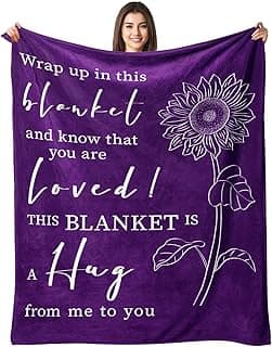 Get Well Gifts for Women After Surgery - Hug Blanket - Thinking of You Gift for Mom Friend Sister - Feel Better Inspirational Gifts for Women - Get Well Soon Gift - Purple Sunflower Blanket 50"x60"