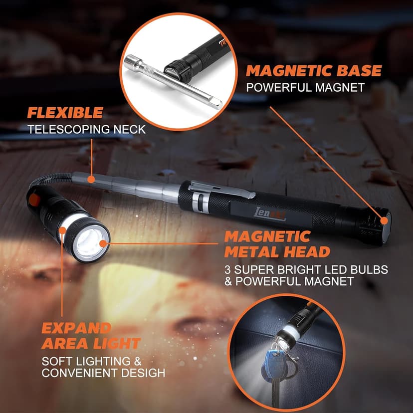 Lenski Stocking Stuffers for Men Adults, for Men Magnetic Pickup Tool, Mens Grandpa Husband Gifts, White Elephant Gifts for Adults, Cool Stuff Gadgets