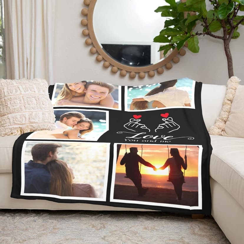 Custom Photo Blankets Using My Own Photo, Personalized Couples Gifts for Valentines Day Gifts for Him & Her