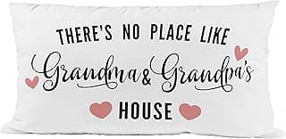 There's No Place Like Grandma and Grandpa's House Soft Throw Pillow Covers 20x12 Inch Grandparents Day Gift Fathers Day,Mothers Day for Grandma, Grandpa's
