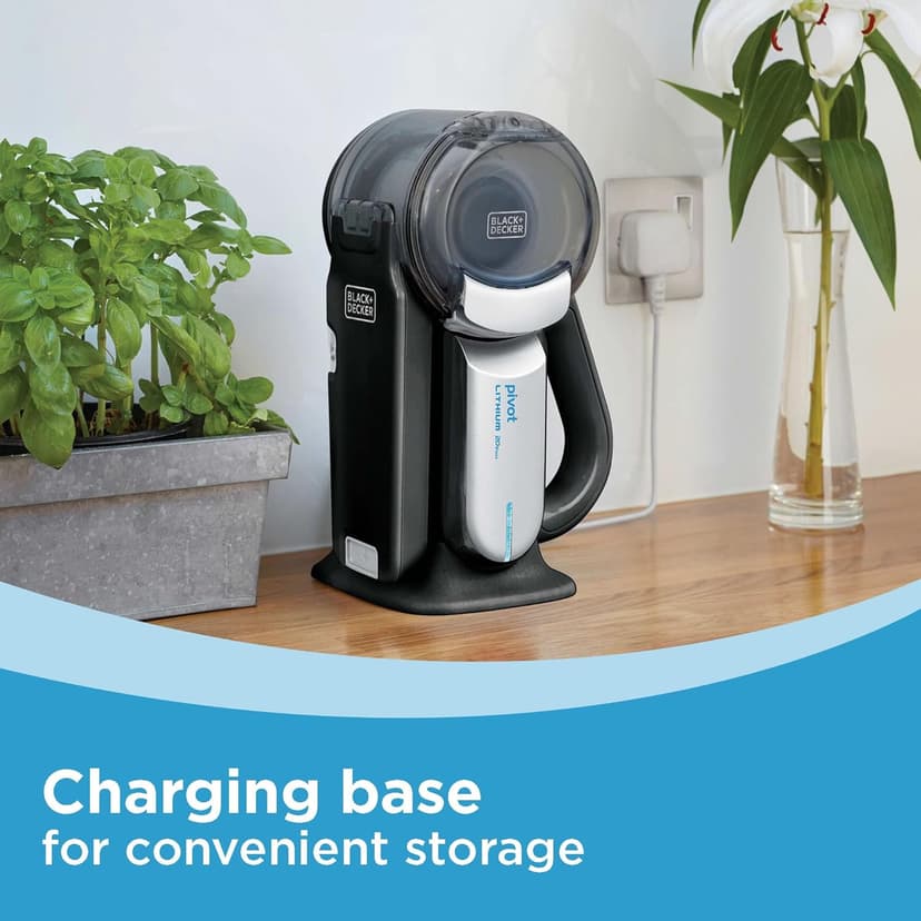 BLACK+DECKER dust buster PIVOT VAC Handheld Vacuum Cordless, Car Vacuum Portable Rechargeable, Extendible Crevice Tool and 200 Degree Pivoting Nozzle, Strong Suction, Lightweight (BDH2000PL)