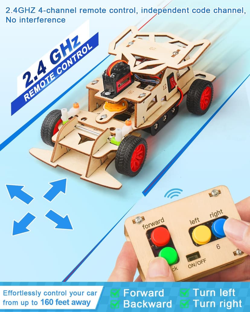 Poraxy STEM Kits for Kids 8-10, STEM Toys for Boys Age 8-12, Remote Control Car, Wooden 3D Puzzles 8-13 Science Projects Building Model, Birthday Gifts for 8 9 10 11 12 13 14 Year Old Teen Boys Girls