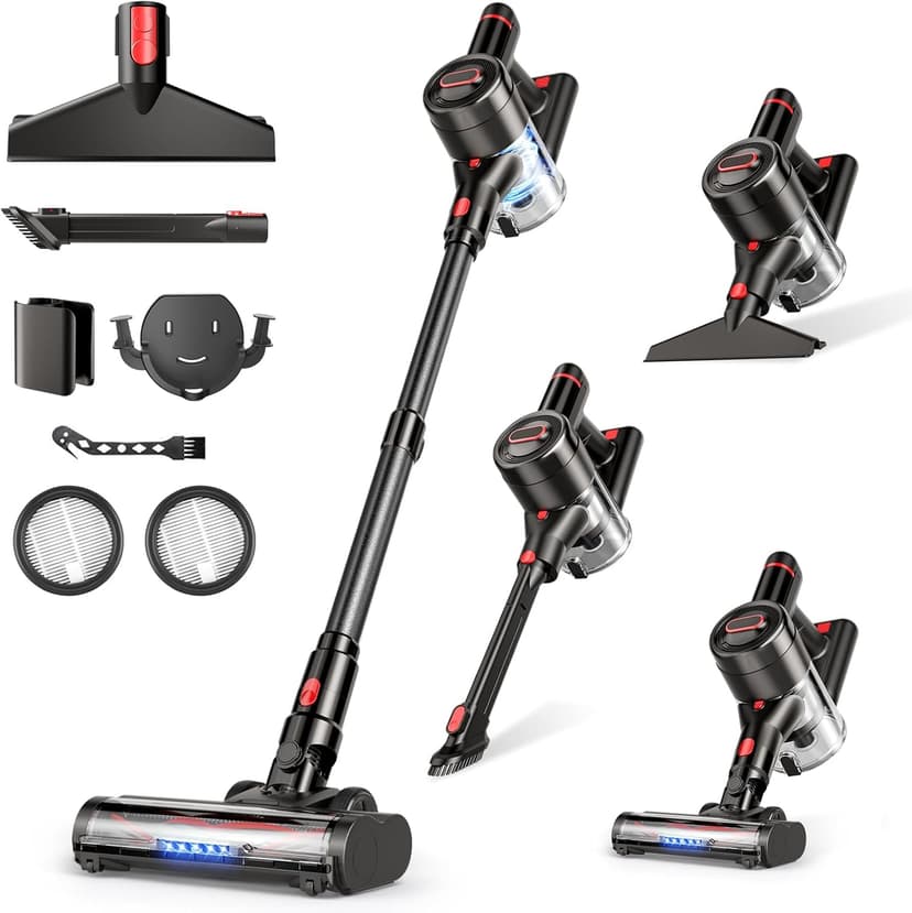 Cordless Vacuum Cleaner, 450W/40Kpa Stick Vacuum with Powerful Suction, 50Min Vacuum Cleaner for Home, Anti-tangle and 1L Dust Cup, 8 in 1 Lightweight Vacuum for Hardwood Floor Carpet Pet Hair