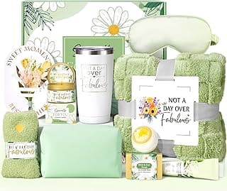 Birthday Gifts for Women Self Care Friendship Gifts, Vanilla Relaxing Spa Gifts Basket Care Package w/ Luxury Flannel Blanket 20 Oz Tumbler, Unique Mothers Day Gift Idea for Mom Her Friend Sister Wife