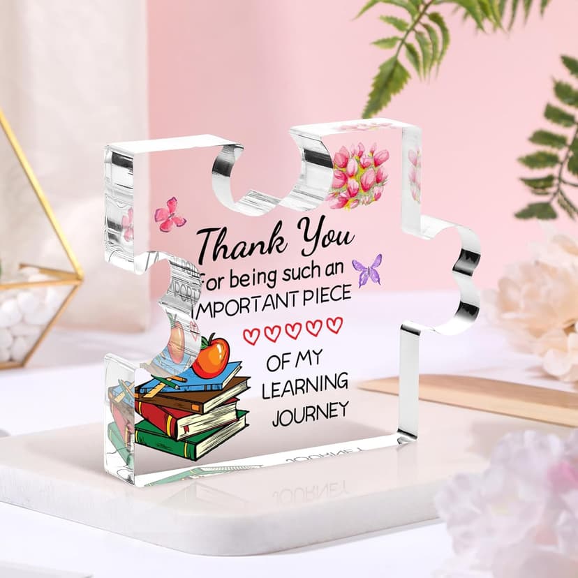 Funnli Teacher Gifts, Back to School Teacher Gifts, Teacher Appreciation Gifts Acrylic Plaque, Thank You Graduation Valentines Day Christmas Gifts for Women Teacher Classmate Study Partner Roommate