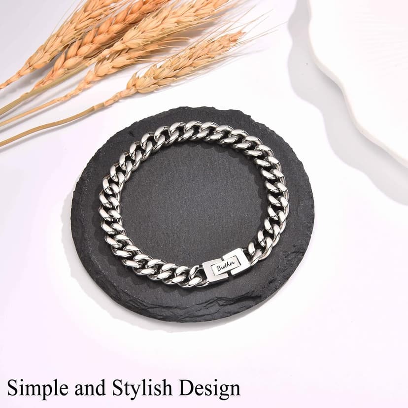 Dad Son Grandson Uncle Nephew Brother Husband Boyfriend Gifts for Men Boys, Cuban Chain Link Bracelet Gifts Graduation Back to School Birthday Christmas Anniversary Valentines Day Gifts for Him Men Teen Boys