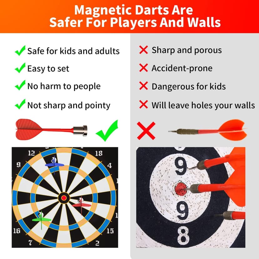 Gitus Magnetic Dart Board Indoor Outdoor Games for Kids with 12 Darts, Gifts for Teenage Boys Teen Boy Gift Ideas Gifts for Boys 8 9 10 11 12 13 14 Years Old Game Room Decor