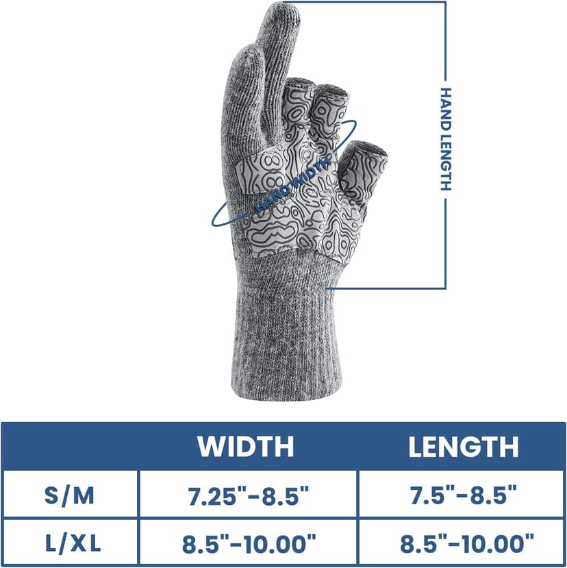 Palmyth Wool Fishing Gloves 3-Cut Fingers Warm for Men and Women Cold Weather Fingerless Gloves for Winter Fly Fishing
