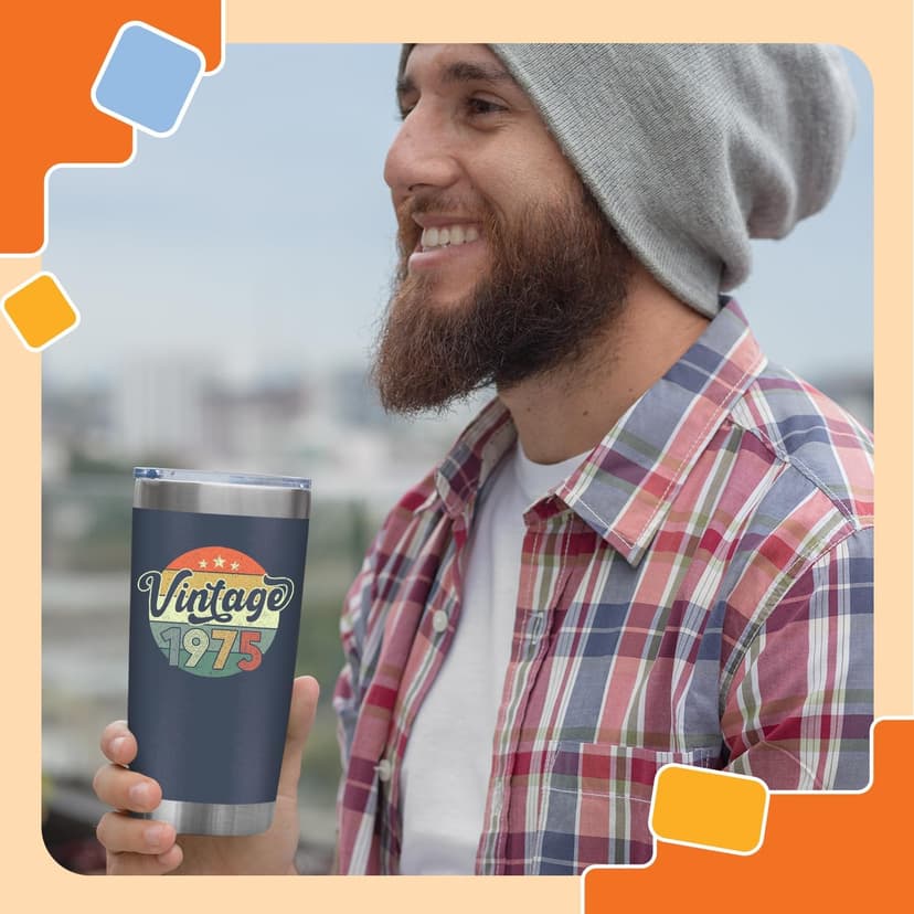 NewEleven 50th Birthday Gifts For Men Women - 1975 50th Birthday Decorations For Him Her - Present For Men Women Turning 50 Year Old Gifts For Mom, Dad, Wife, Husband - 20 Oz Tumbler