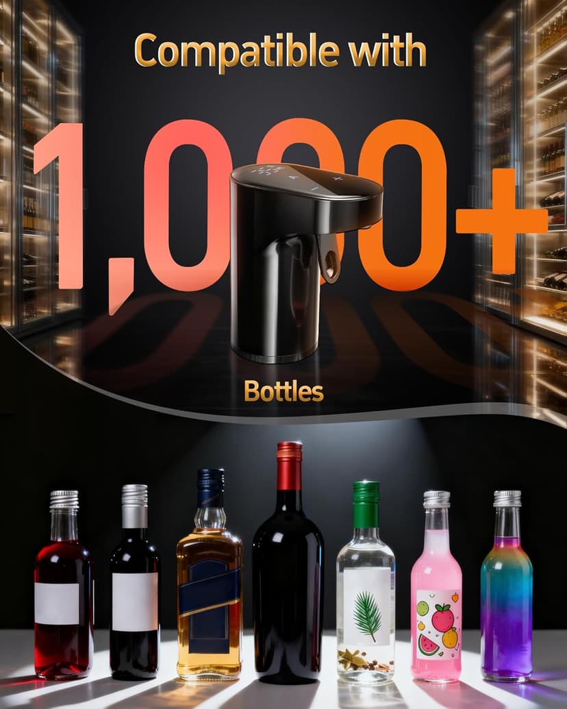 5-in-1 Electric Wine Decanter with Aerator,Digital Alcohol Bottle Dispenser Adjustable Dosing,Smart Whiskey Pourer, Liquor/Spirits Pump Automatic,Nice Gifts for Women Men Mom Dad Husband Boss(Black)